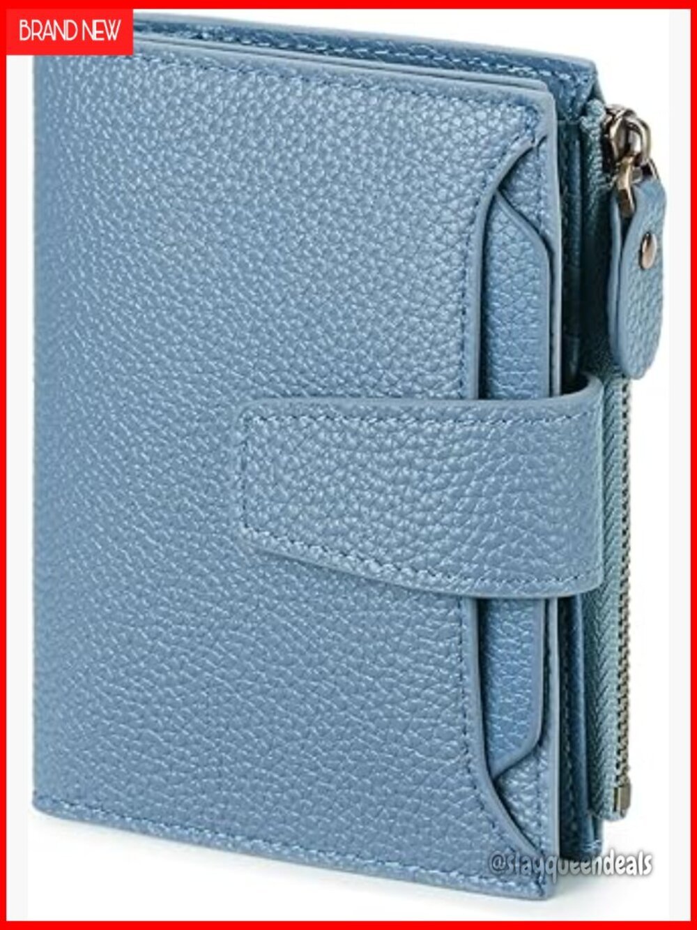 RFID Blocking Leather Bifold Wallet Compact Women's Purse with Keychain